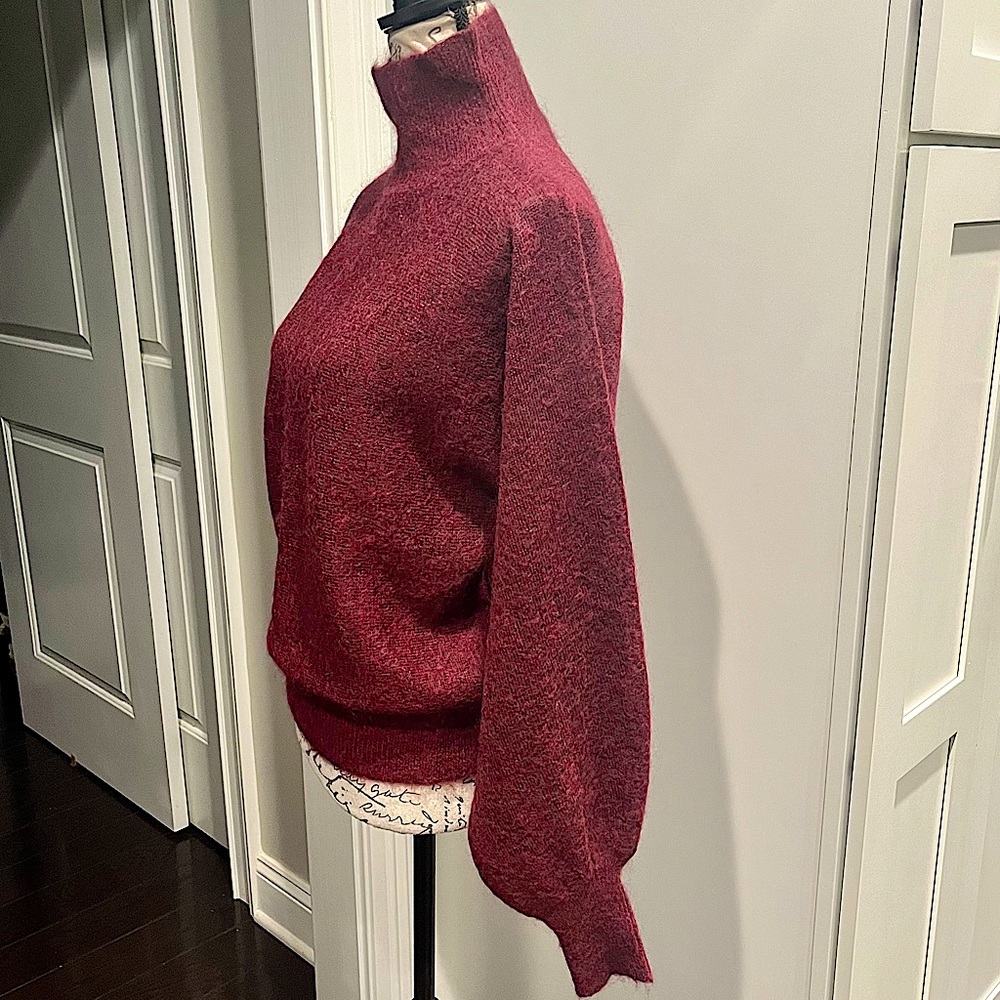 7 For All Mankind Mohair Wool Blend Balloon Sleeve Mock Neck Pullover Sw… - Picture 7 of 16